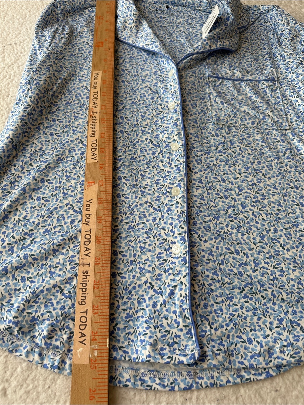 kate spade Light Blue Multi Floral Short-Sleeve Pajama Set Woman’s L Spring - Picture 4 of 9